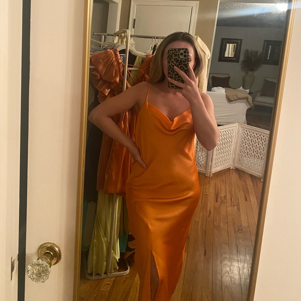 Elegant Orange Slip Dress